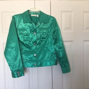 Chico’s Emerald  denim style jacket  size 1 (M/L )
